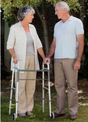 Image of a Zimmer/walking frame and user